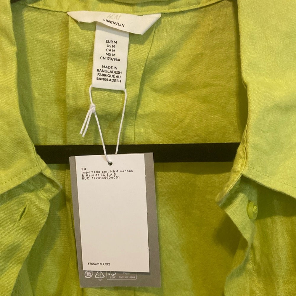 H&M Linen. Size: M. Color: lime green